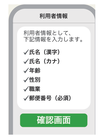 利用者情報の入力画面